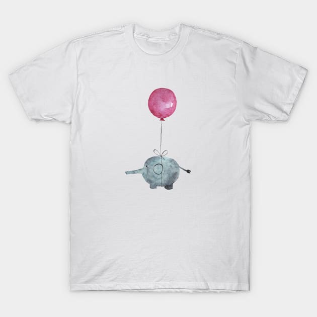 Pink air balloon and elephant T-Shirt by KaylaPhan